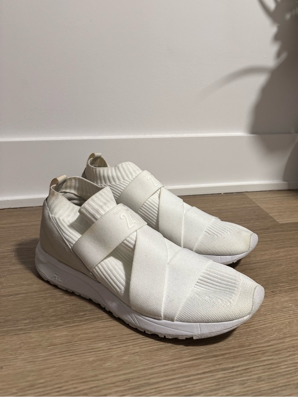 New Balance White Slip-On Knit Sneakers